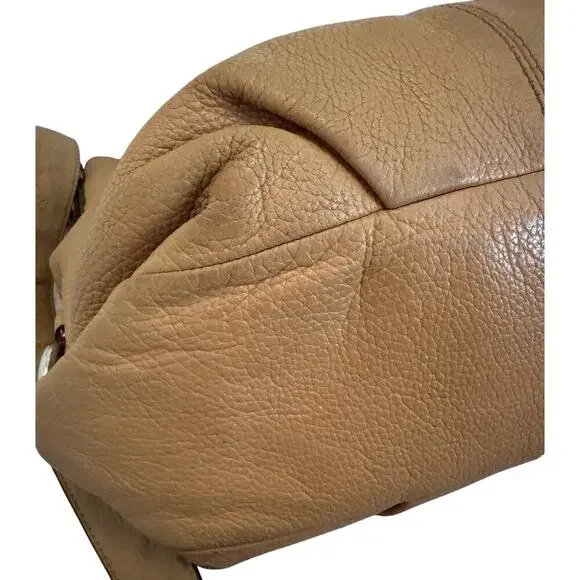 COACH VINTAGE SHOULDER BAG PEBBLED ORANGE LEATHER DUFFLE PURSE - Picture 11 of 16